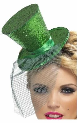 Smiffys Christmas Mini Top Hat Green Accessory
