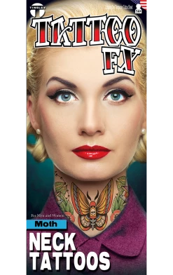 Tinsley Transfers Moth Neck Tattoo FX Prisoners