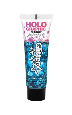 PaintGlow Aliens Blue Holographic Chunky Glitter Gel
