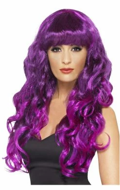 Smiffys Siren Long Curly Purple Wig