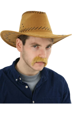 Bristol Novelty American / USA Brown Leather Stitched Cowboy Hat