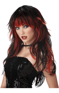 California Costumes Tempting Layered Black & Red Wig All Decades /Era Costumes