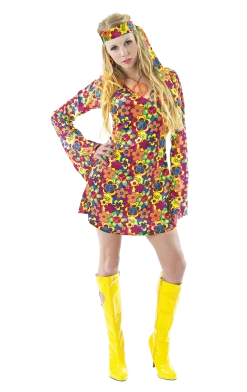 Orion Costumes Ladies Flower Hippy Costume Costumes Under £20