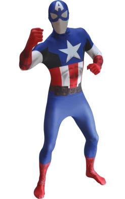 Body Republic Mens Captain America Morphsuit Outfit American / USA