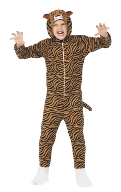 Smiffys Kids Tiger Jumpsuit Costume Animals