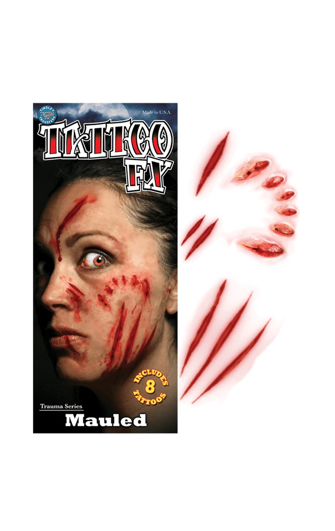 Best Sale 💯 Tinsley Transfers Mauled Trauma Tattoo 💀 Halloween 😍 1 Tinsley Transfers Mauled Trauma Tattoo Halloween