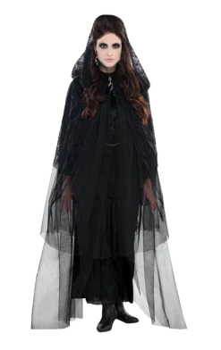 Amscan Black Hooded Lace Cape
