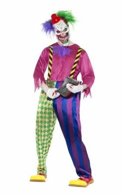 Smiffys Circus Mens Colourful Killer Clown Costume