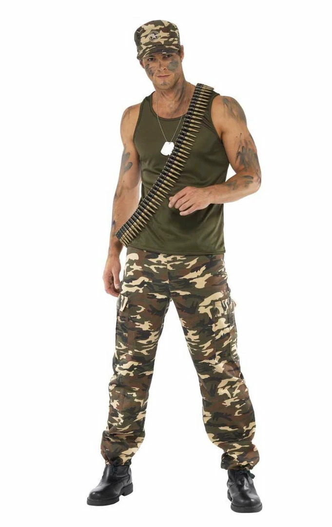 Cheapest 😀 Smiffys Military Mens Khaki Camo Soldier Costume 👍 2 Smiffys Military Mens Khaki Camo Soldier Costume