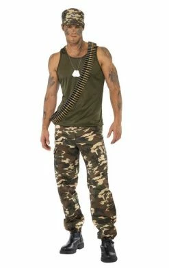 Smiffys Military Mens Khaki Camo Soldier Costume