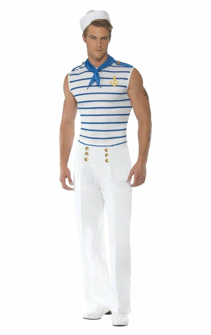 Outlet ✔️ Smiffys Mens Fever French Sailor Costume Military 🌟 1 Smiffys Mens Fever French Sailor Costume Military