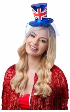 Generic British / UK Ladies Union Jack Mini Sequin Top Hat