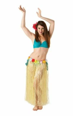Rubies Around The World Long Hawaiian Grass Skirt