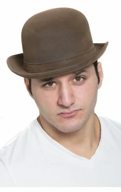 H.M. Smallwares Steampunk Mens Brown Bowler Hat