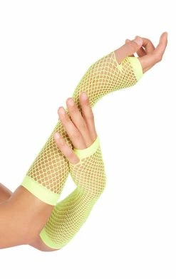 Generic Neon Yellow Fishnet Gloves