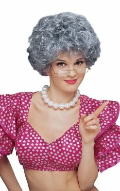 Generic Short Grey Granny Wig Accessory